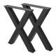 X-Frame Steel Black Double Bench and Table Legs Set