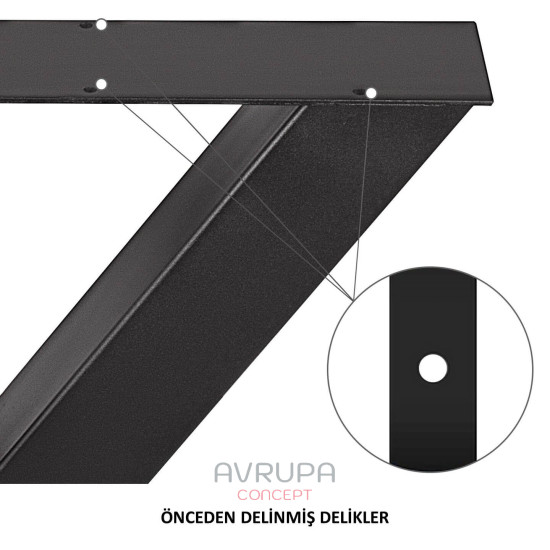 X-frame Çelik Siyah Çift Tezgah ve Masa Ayakları Takımı, Avrupa Concept X-Frame Çelik Siyah Çift Tezgah ve Masa Ayakları Takımı