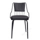 Black Leather Chair with Metal Legs