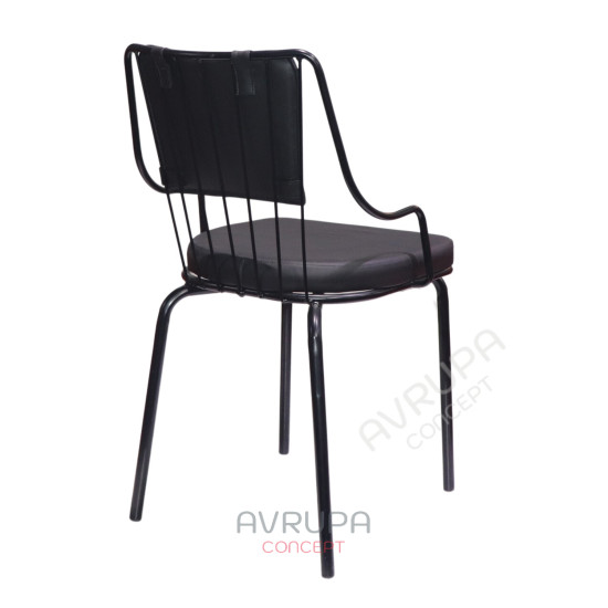Black Leather Chair with Metal Legs